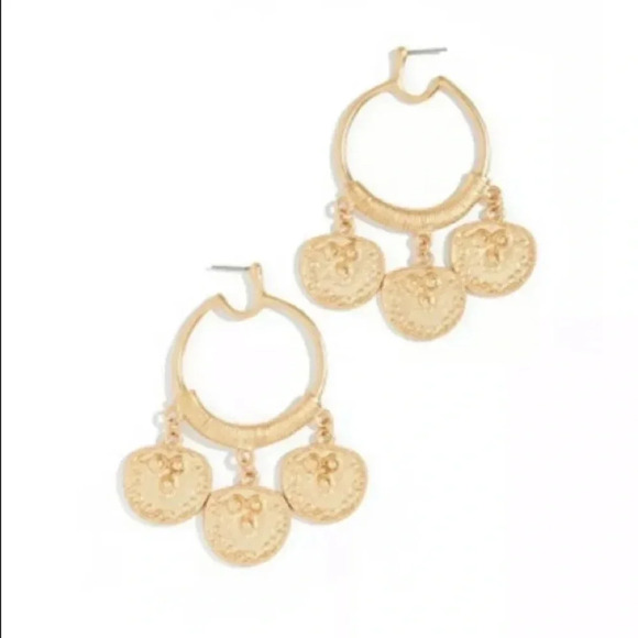 KENNETH JAY LANE NWT Gold Hoop Coin Drop Earrings - Picture 2 of 4